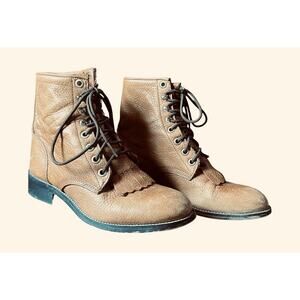 Justin Boots Youth Girls Tie Cowgirl Boots Size 2.5 D Western Leather